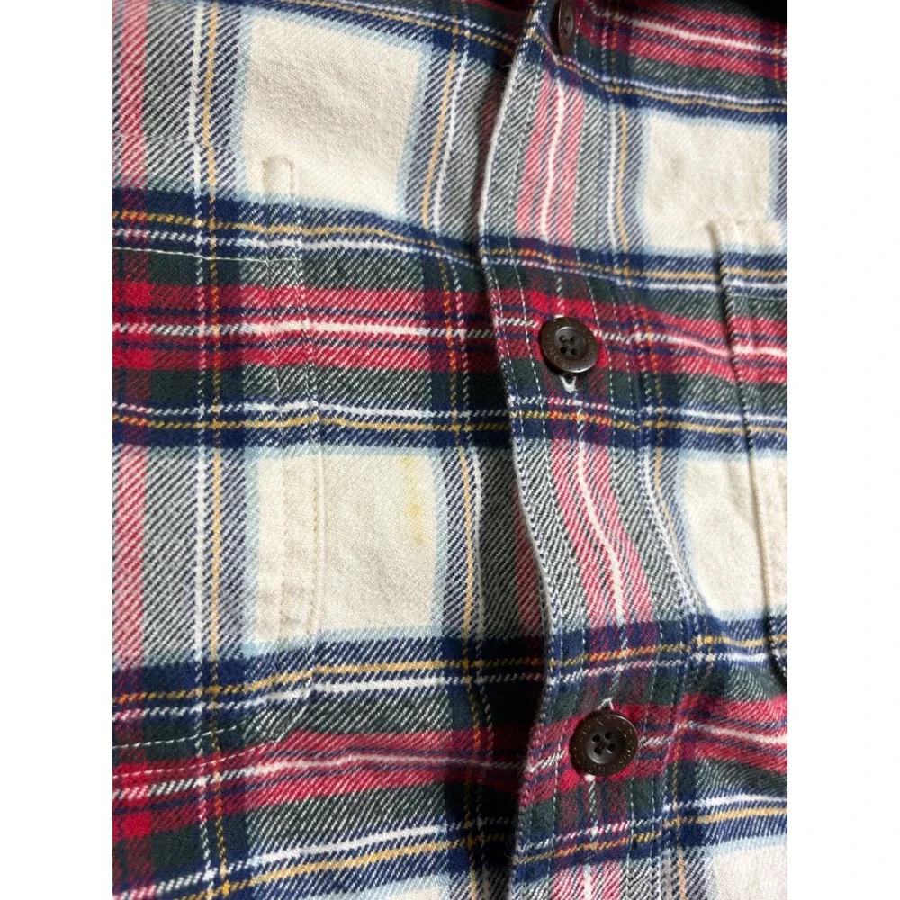 Orvis Mens Medium Classic Fit Flannel Shirt Red White Blue Plaid Cotton Long Slv - Picture 7 of 7